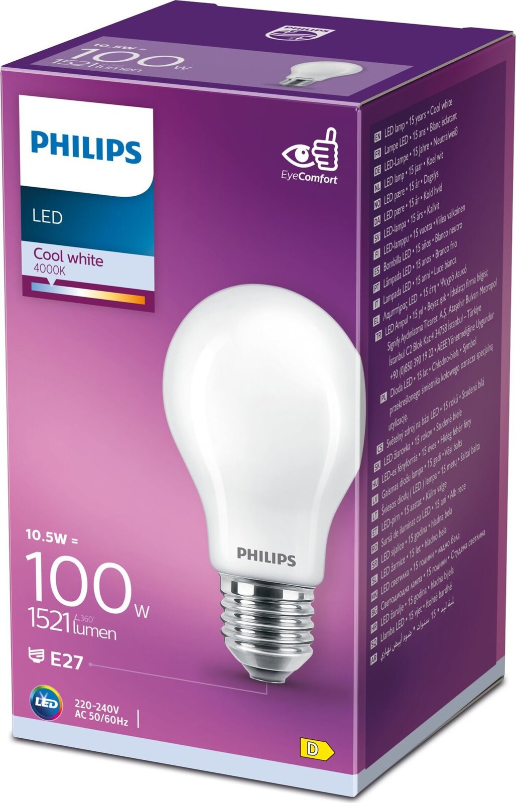 Philips Classic A60, E27, 100 W, studená bílá