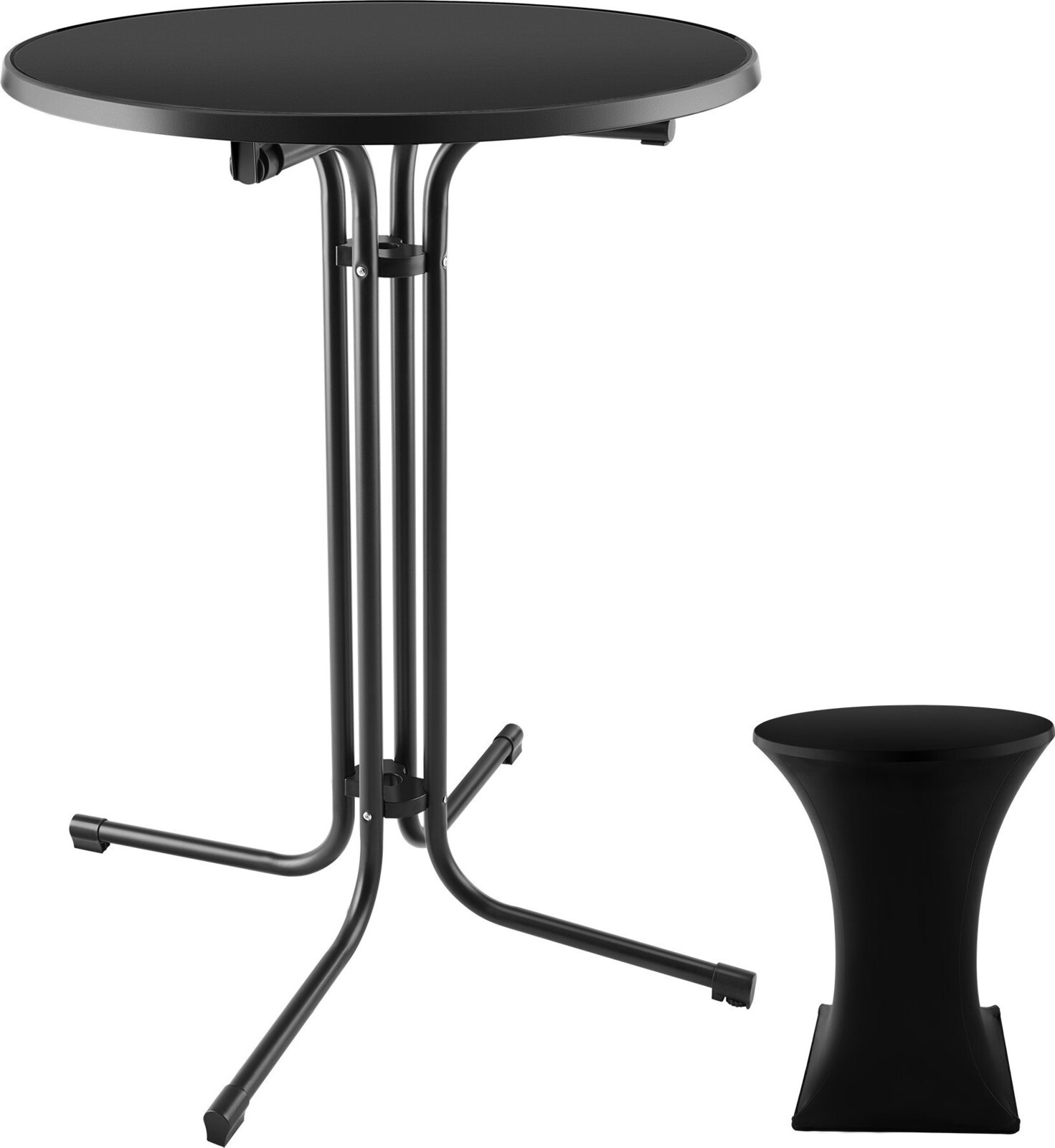 TECTAKE Zahradní stůl Eren, skládací, s potahem, 90 cm, černý