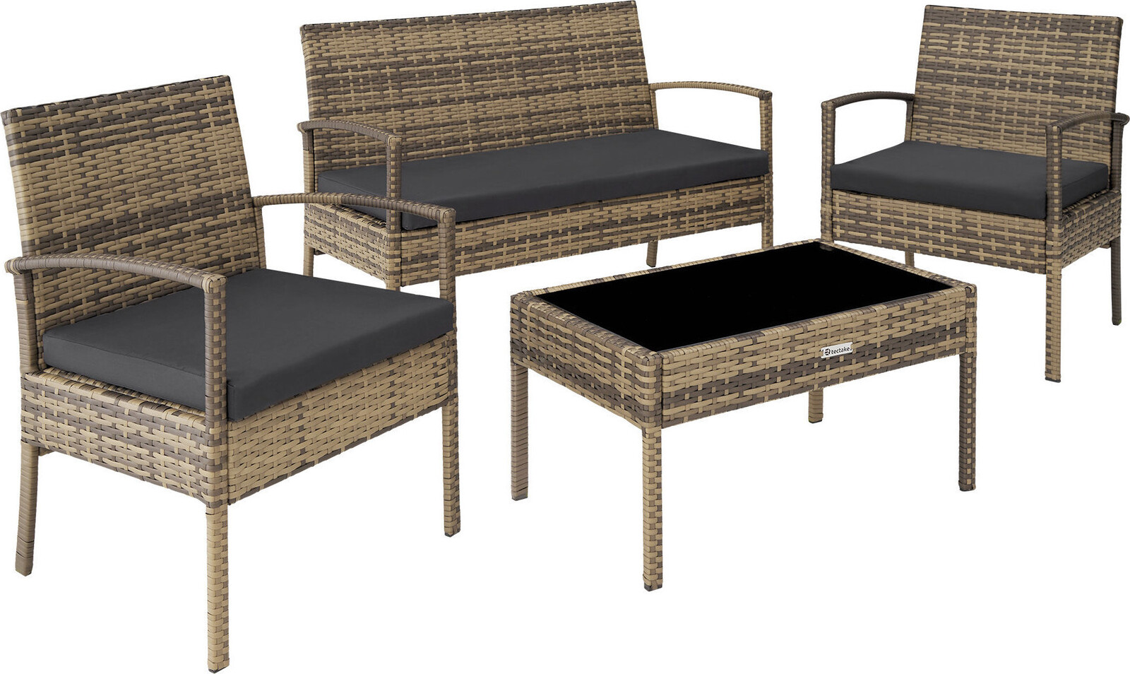 TecTake Sparta 3+1, ratan, hnědý