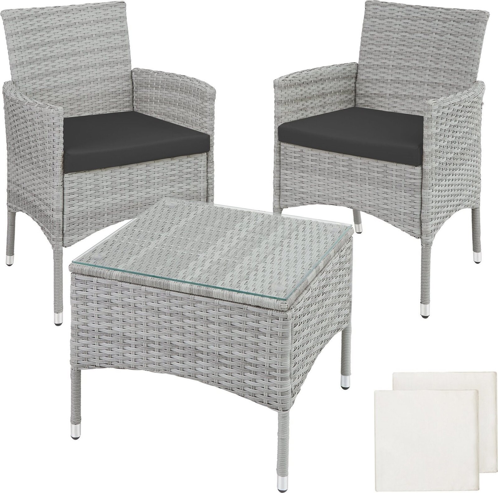 TecTake Luzern 2+1, ratan, světle šedý