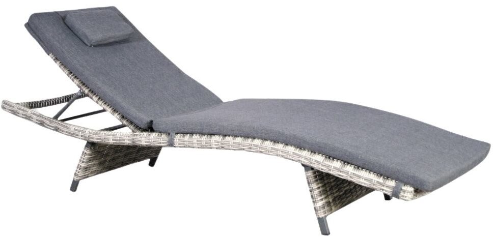 SenS-Line Polohovatelné zahradní lehátko Rick, kulaté, šedý umělý ratan, hliník