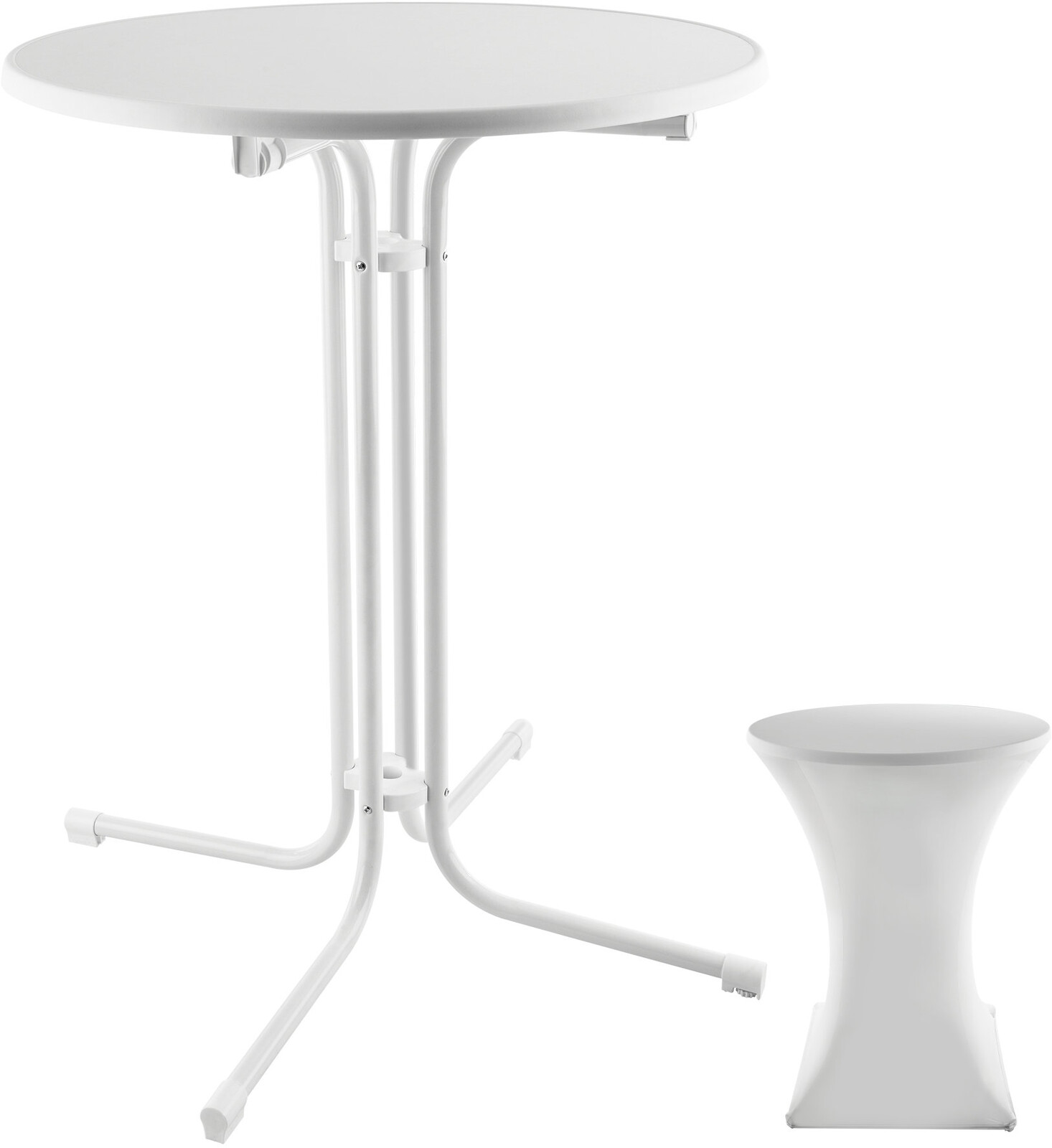 TECTAKE Zahradní stůl Eren, skládací, s potahem, 90 cm, bílý