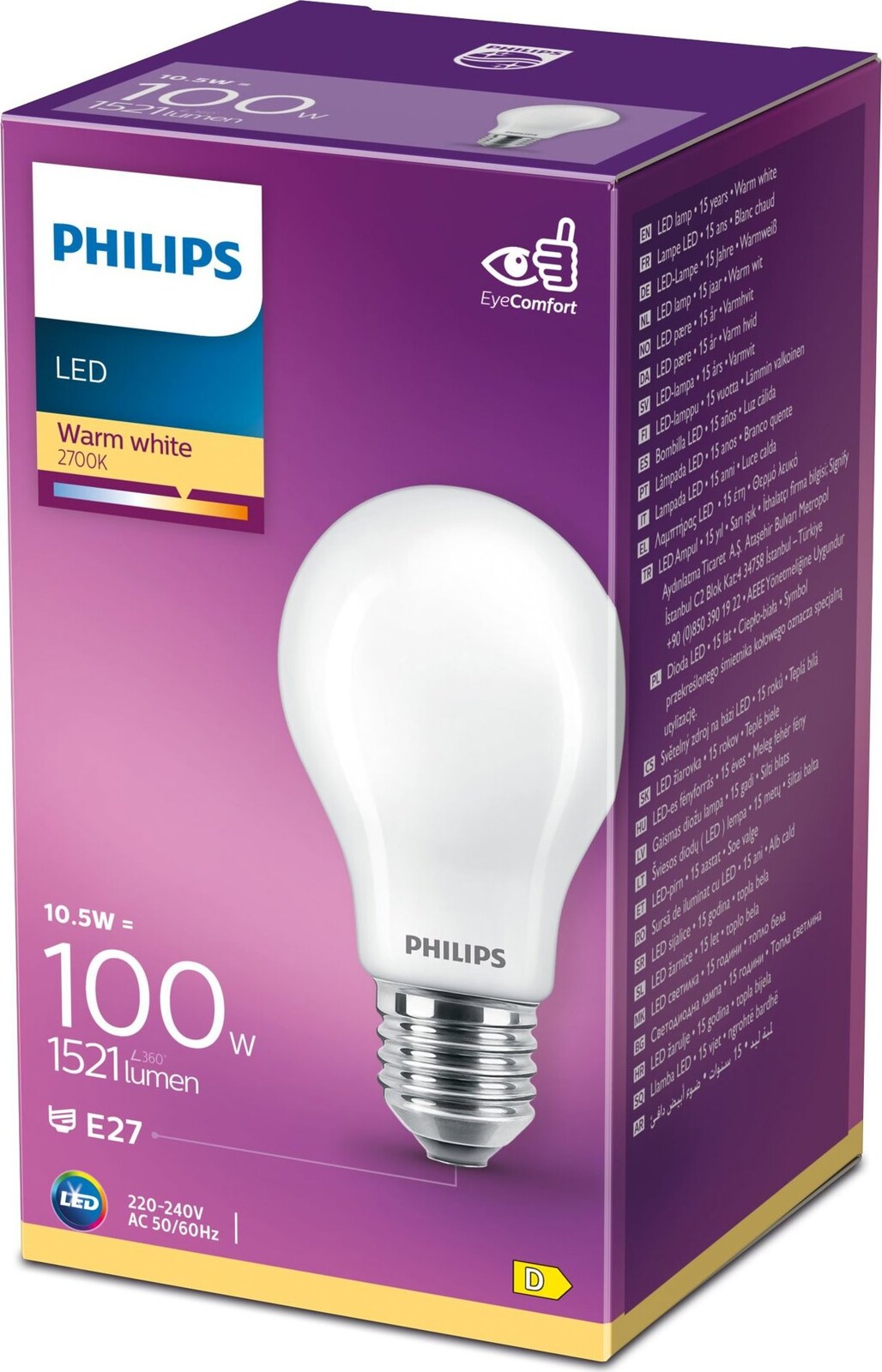 Philips Classic A60, E27, 100 W, teplá bílá
