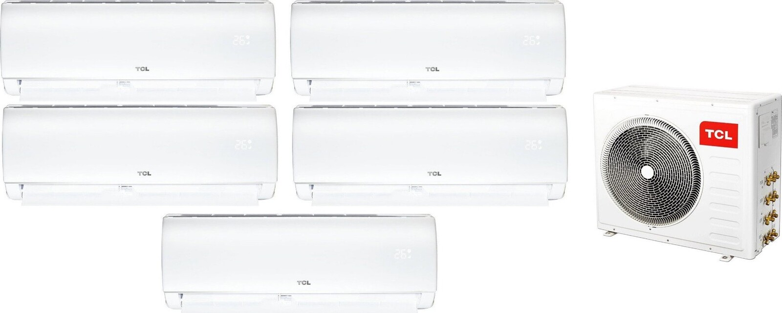 TCL FMA-42I5HD/DVO 12,2 kW + 2× SN09F1S0 2,6 kW + 3× SN09F1S0 2,6 kW