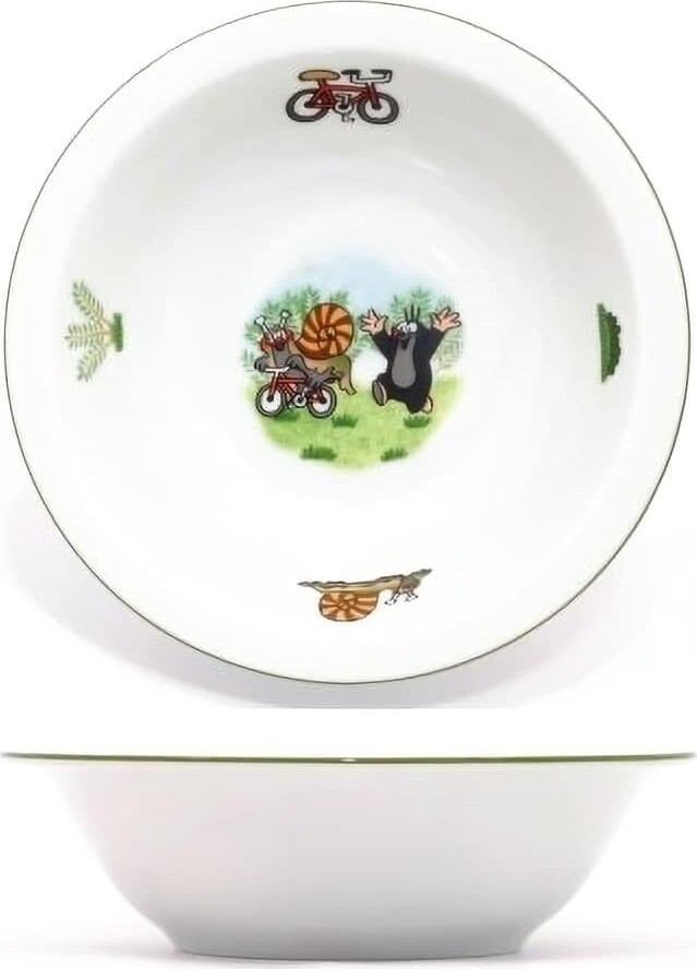 Thun Miska detská 400 ml KRTKO A SLIMÁK zelený lem