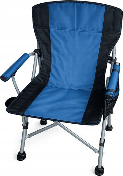 Verk 14654 Skládací rybářské křeslo s područkami a držákem na nápoje, modré