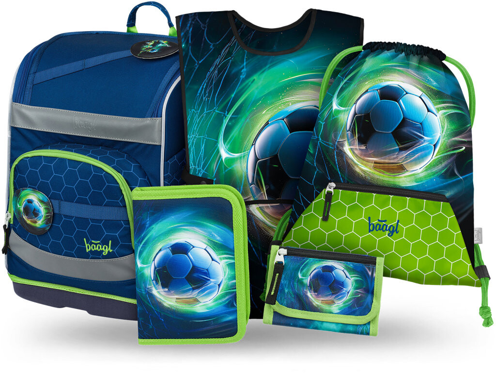 BAAGL SADA 5 Zippy Plus Futbalová Lopta: aktovka, peračník, vrecko, zástera, peňaženka