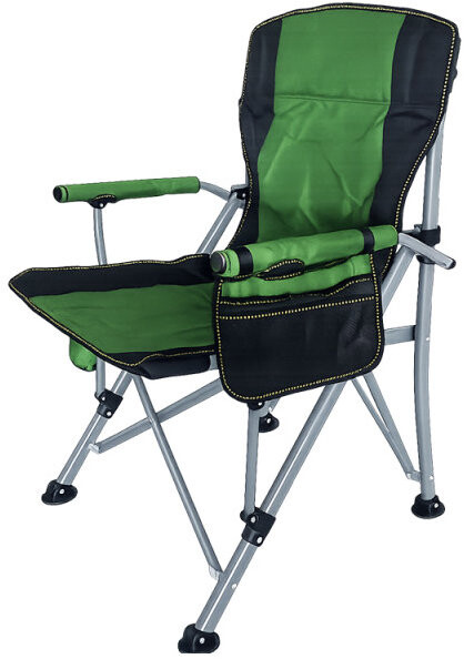 Verk 14654 Skládací rybářské křeslo s područkami a držákem na nápoje, zelené