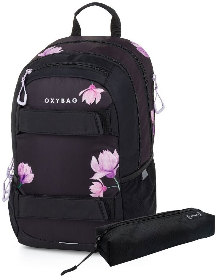 OXYBAG Študentský batoh + etui OXY SPORT Flowers