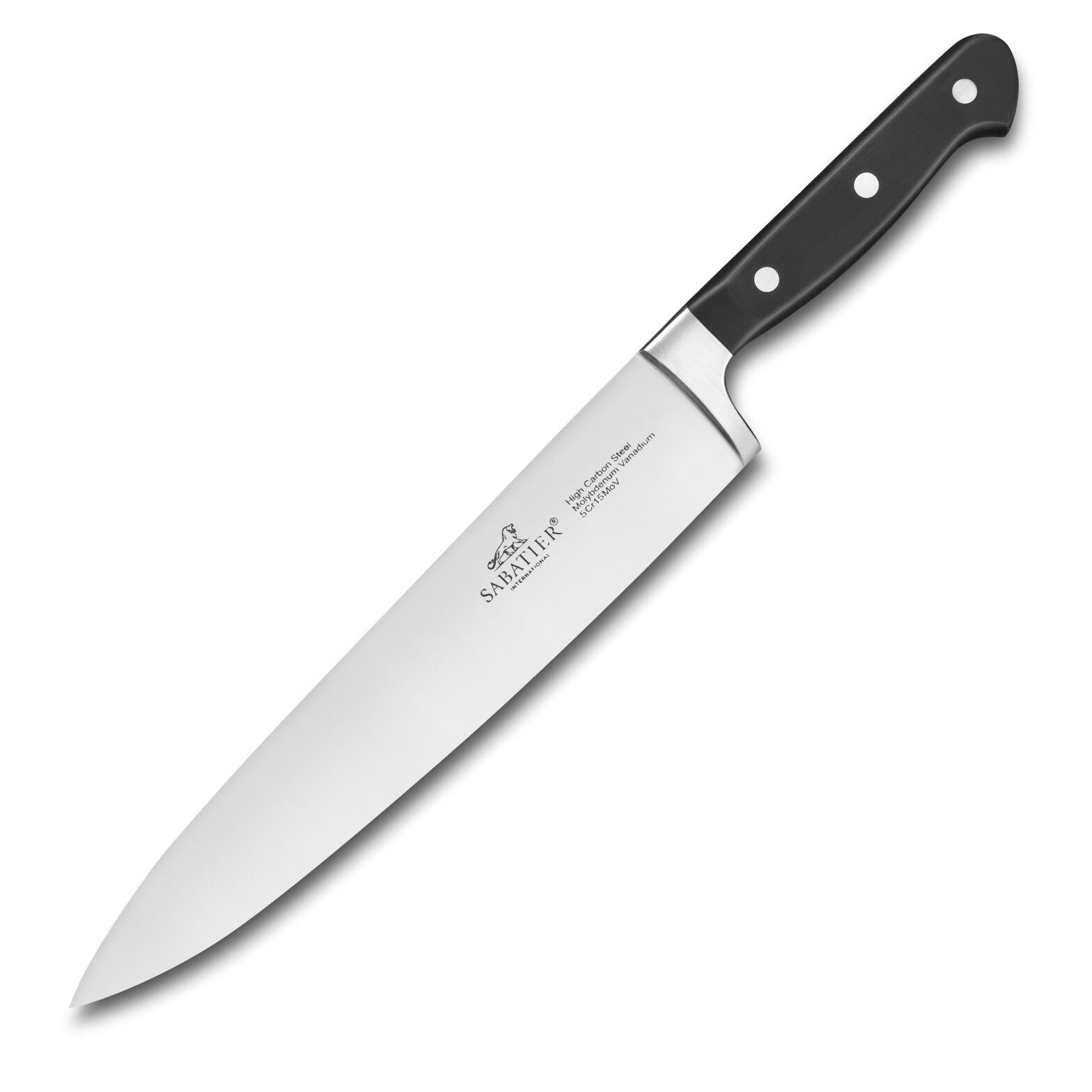 Kuchársky nôž PLUTON 25 cm, nerezové nity, čierna, Lion Sabatier