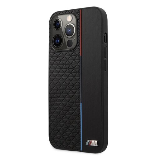 BMHCP13XTRTBK BMW PU Triangles Tricolor Line Kryt pro iPhone 13 Pro Max Black