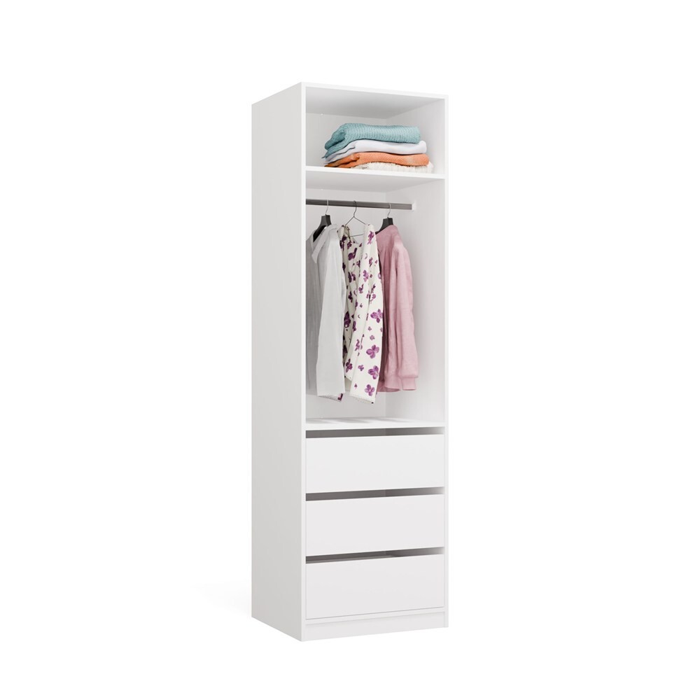 Modulární otevřená šatní skříň Openo 1W1P3S 60 cm bílá