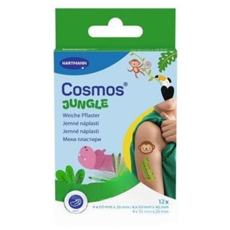COSMOS Jungle náplasť v tvare zvieratiek 3 veľkosti 12 ks