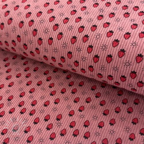Menčester STRETCH Little strawberries old pink