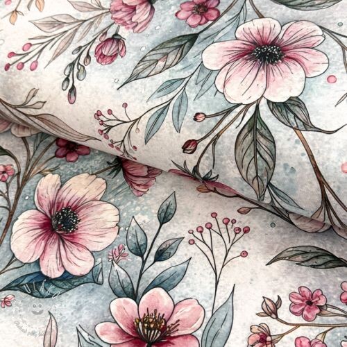 Úplet VISCOSE LYCRA HEAVY Classic flowers design D