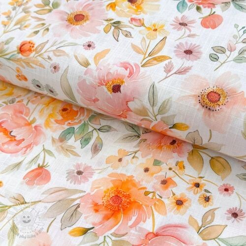 Viskóza s ľanom Floral design A