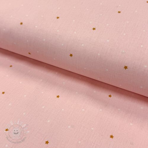 Bavlnená látka Sweet bear star light rose ORGANIC