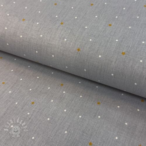 Bavlnená látka Sweet bear star light grey ORGANIC