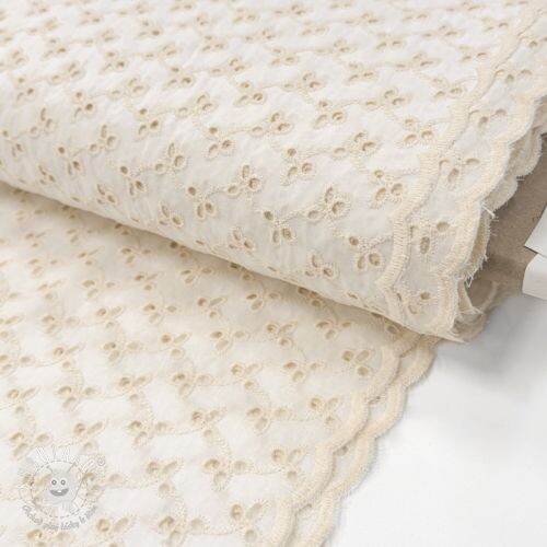 Bavlnená látka EMBROIDERY Rosemary off white