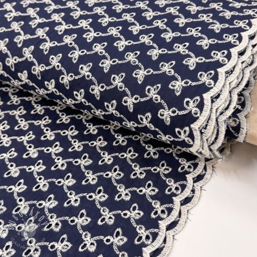 Bavlnená látka EMBROIDERY Rosemary navy