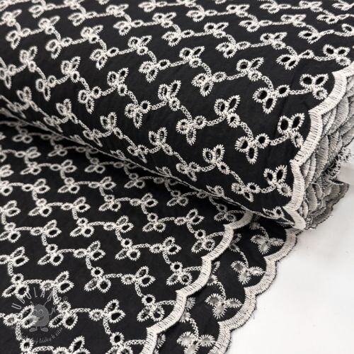 Bavlnená látka EMBROIDERY Rosemary black