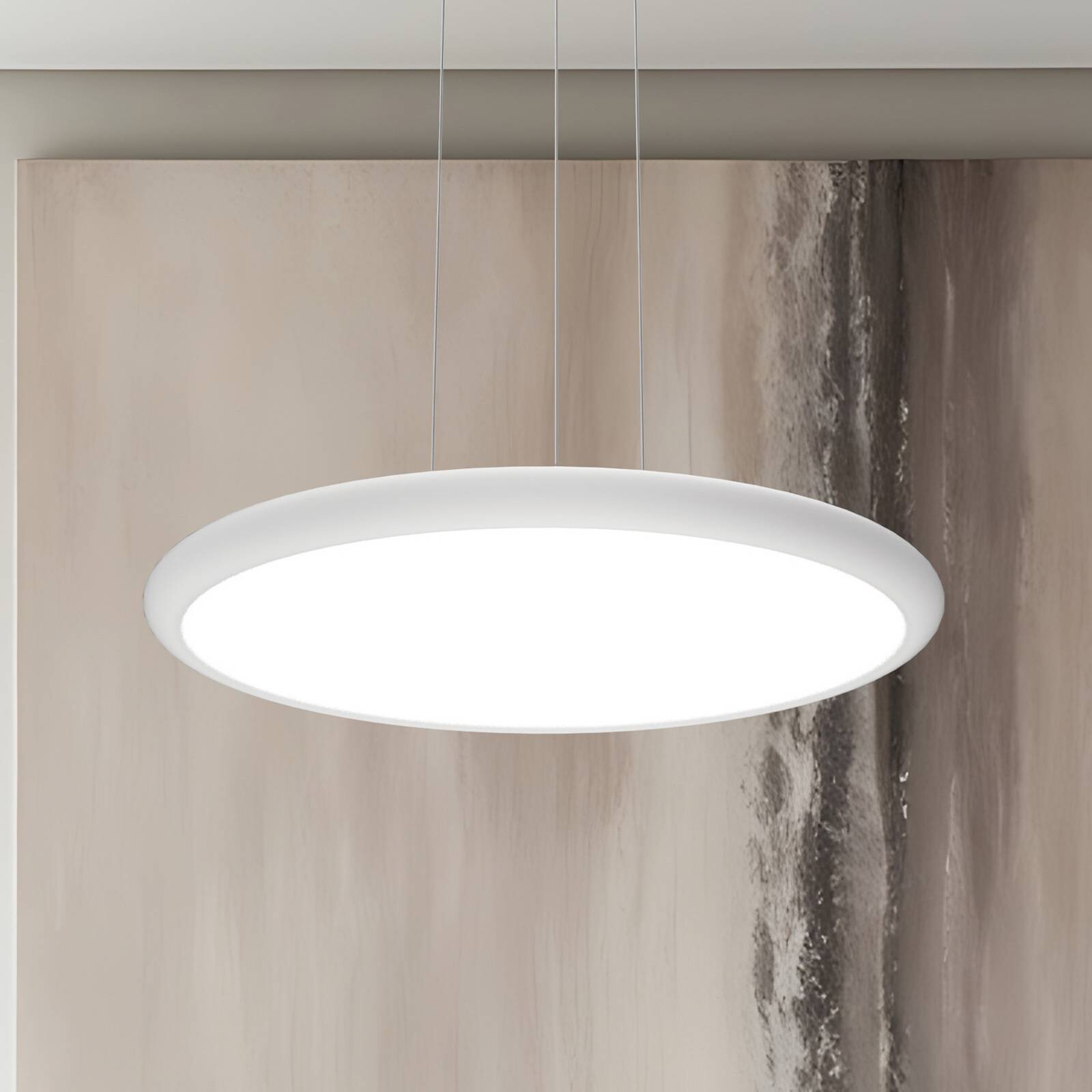 LED závesné svietidlo Benett, biela, Ø 50 cm, kov/akryl
