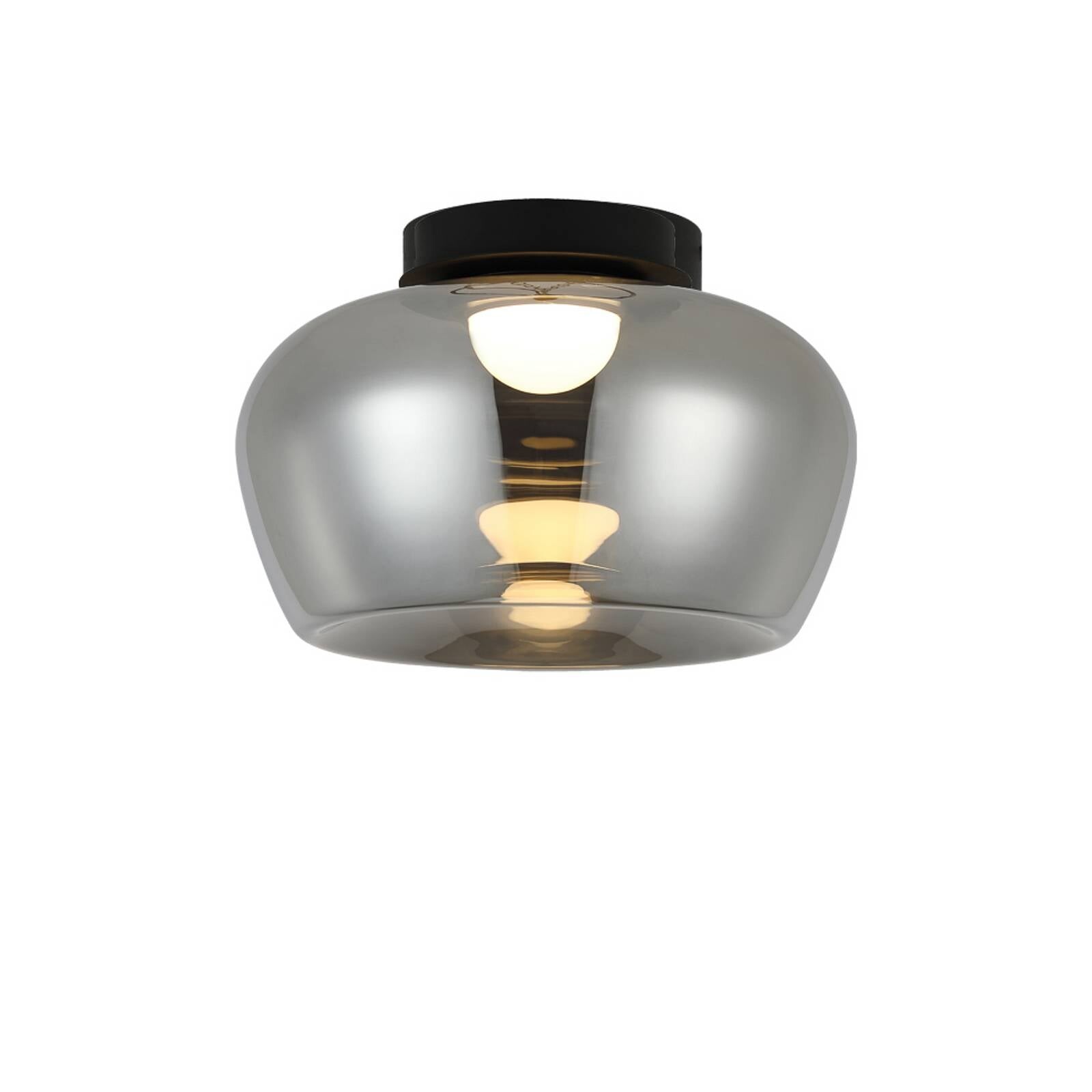 Stropné LED svetlo Nadia, Ø 38 cm, dymovo šedé, sklo
