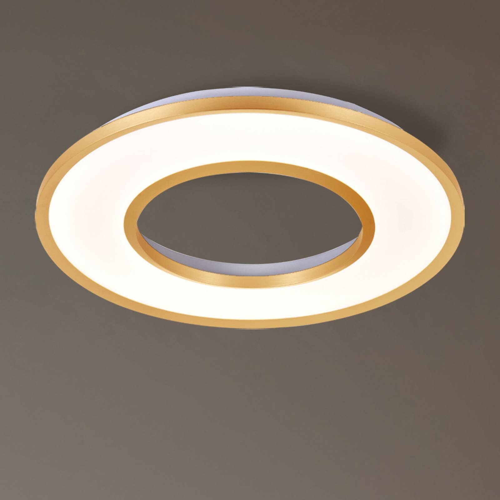 Stropné LED svetlo Valeria, brúsené zlaté, Ø 60 cm, kov
