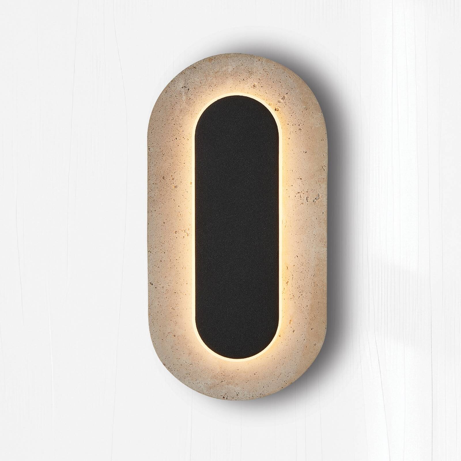 LED nástenné svetlo Miranda, béžová/čierna, výška 30 cm, kameň