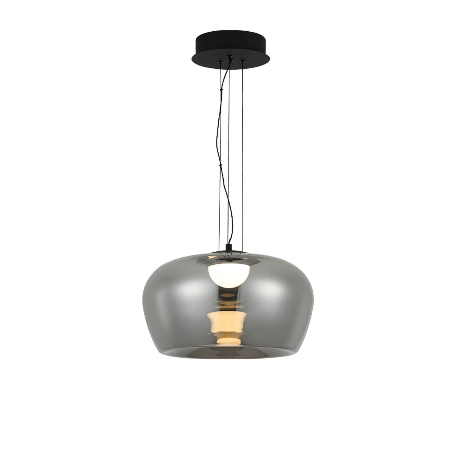 LED závesné svietidlo Nadia, Ø 16 cm, dymovo sivá, sklo