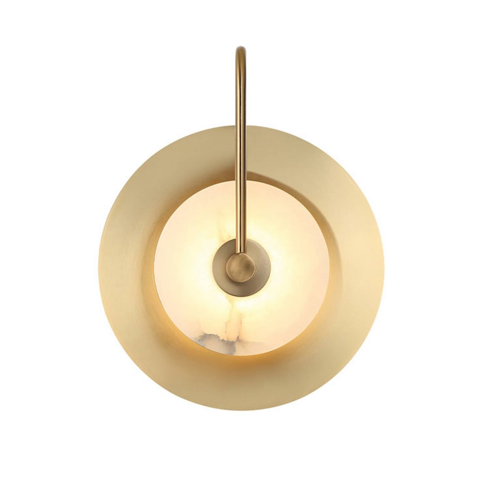LED nástenné svetlo Samira, mosadz, Ø 25 cm, umelý kameň/kov