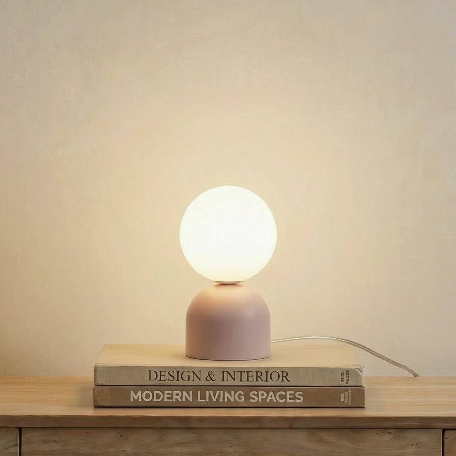 Stolová lampa Miki, ružová, sklo, výška 21 cm, G9