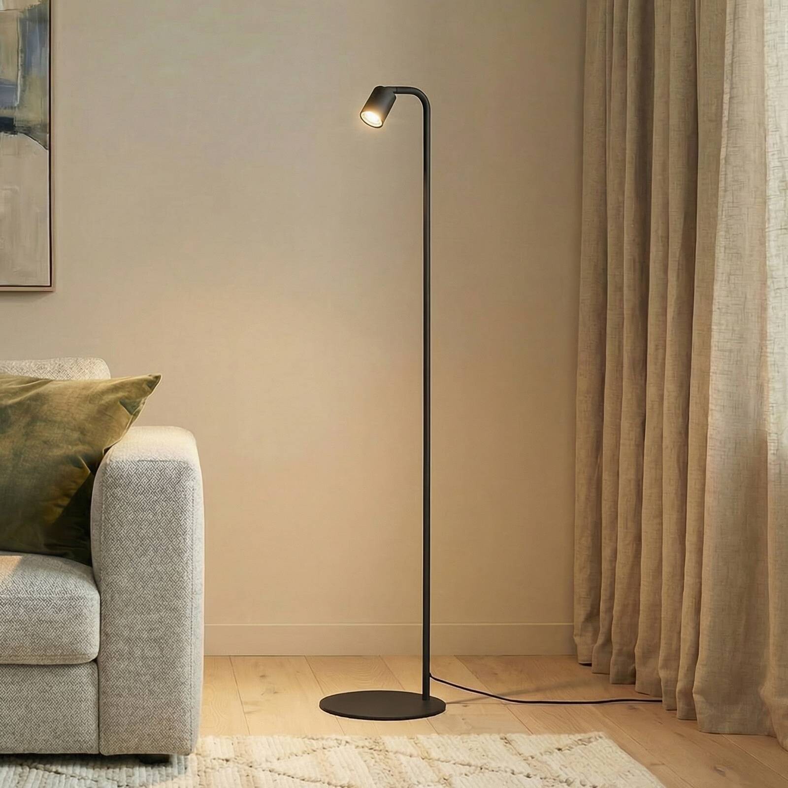 Stojacia lampa Nex, čierna, kov, výška 140 cm, GU10