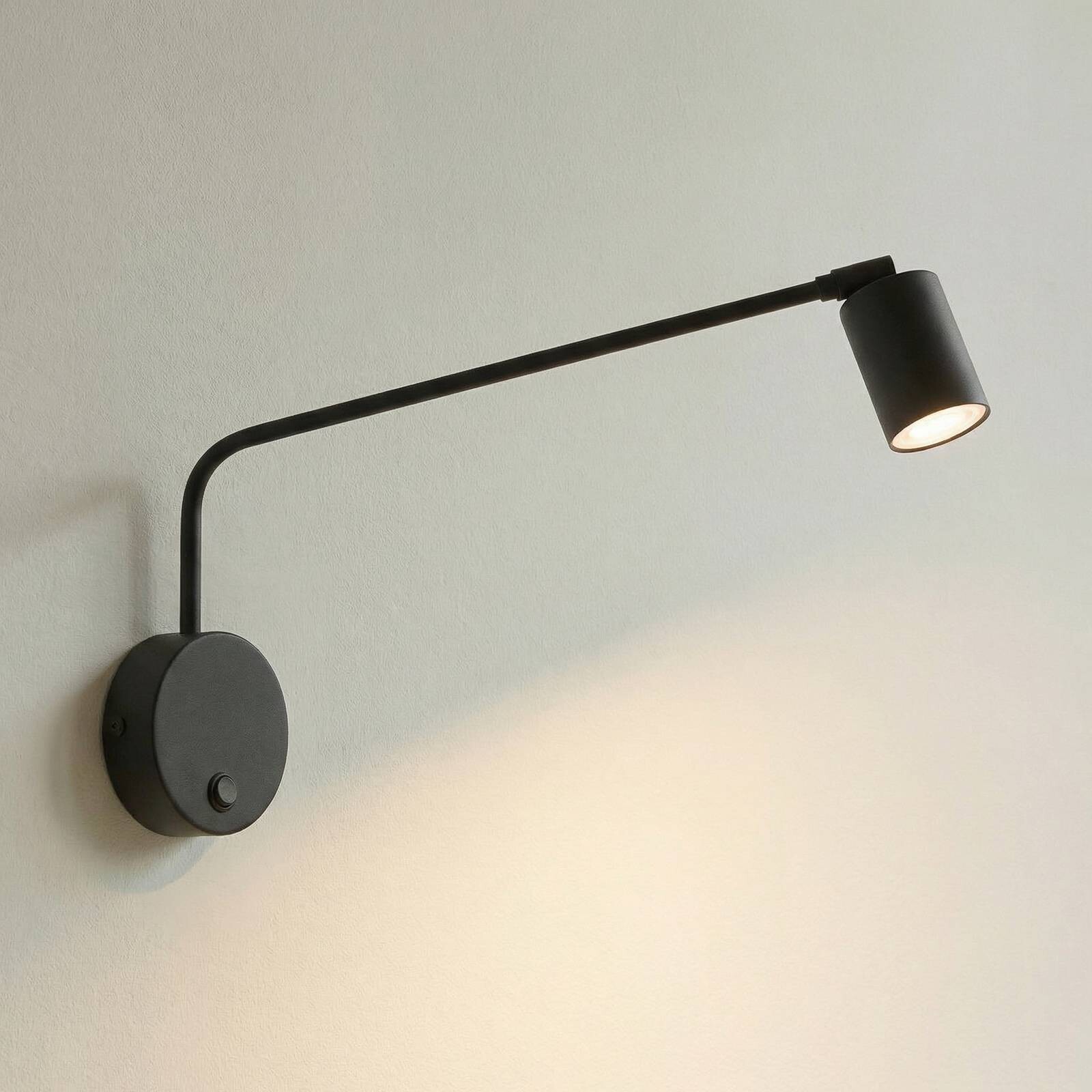 Nástenné svetlo Nex, čierne, kov, výška 27 cm, GU10