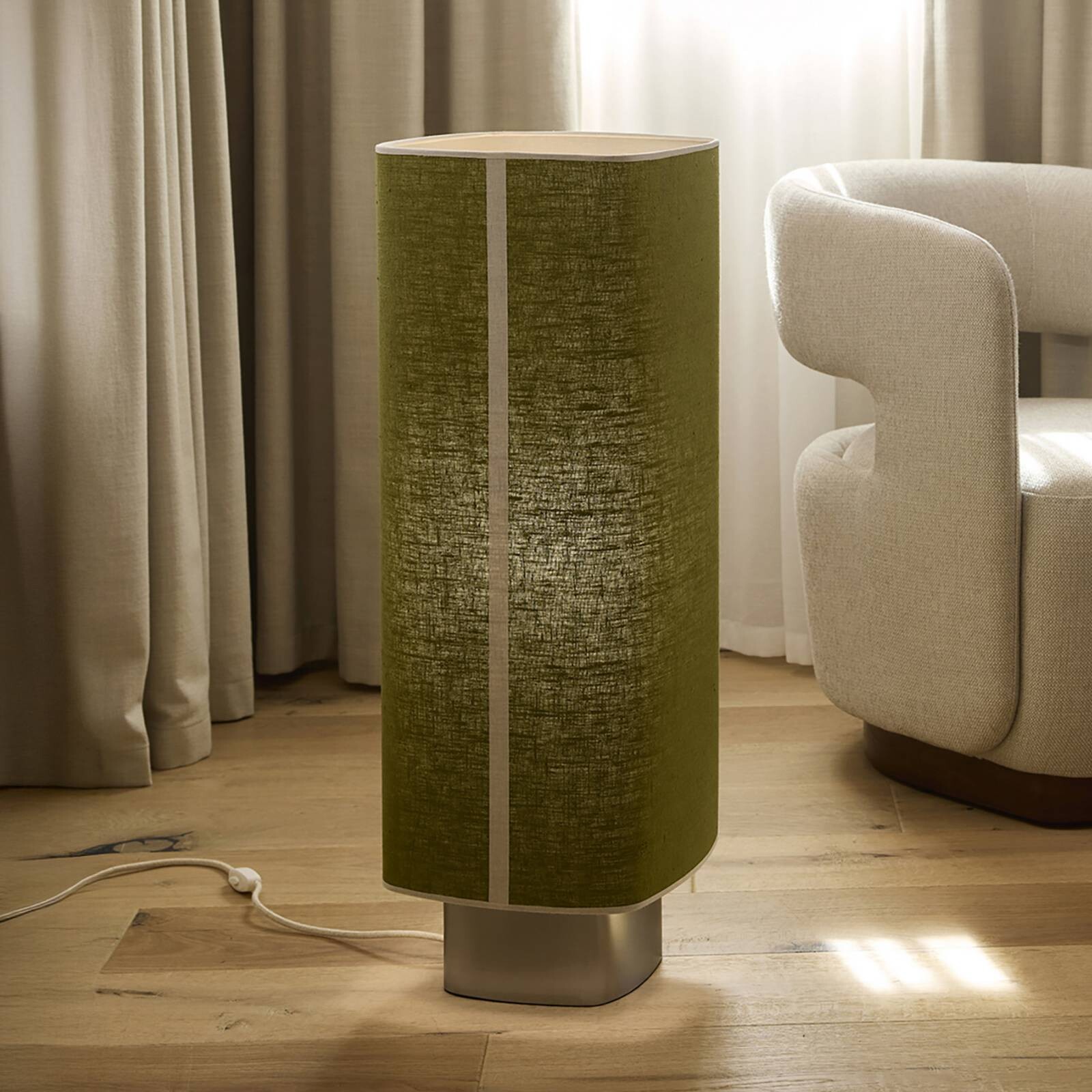 MARKET SET Stojacia lampa Dolce, avokádovo zelená, ľan, E27