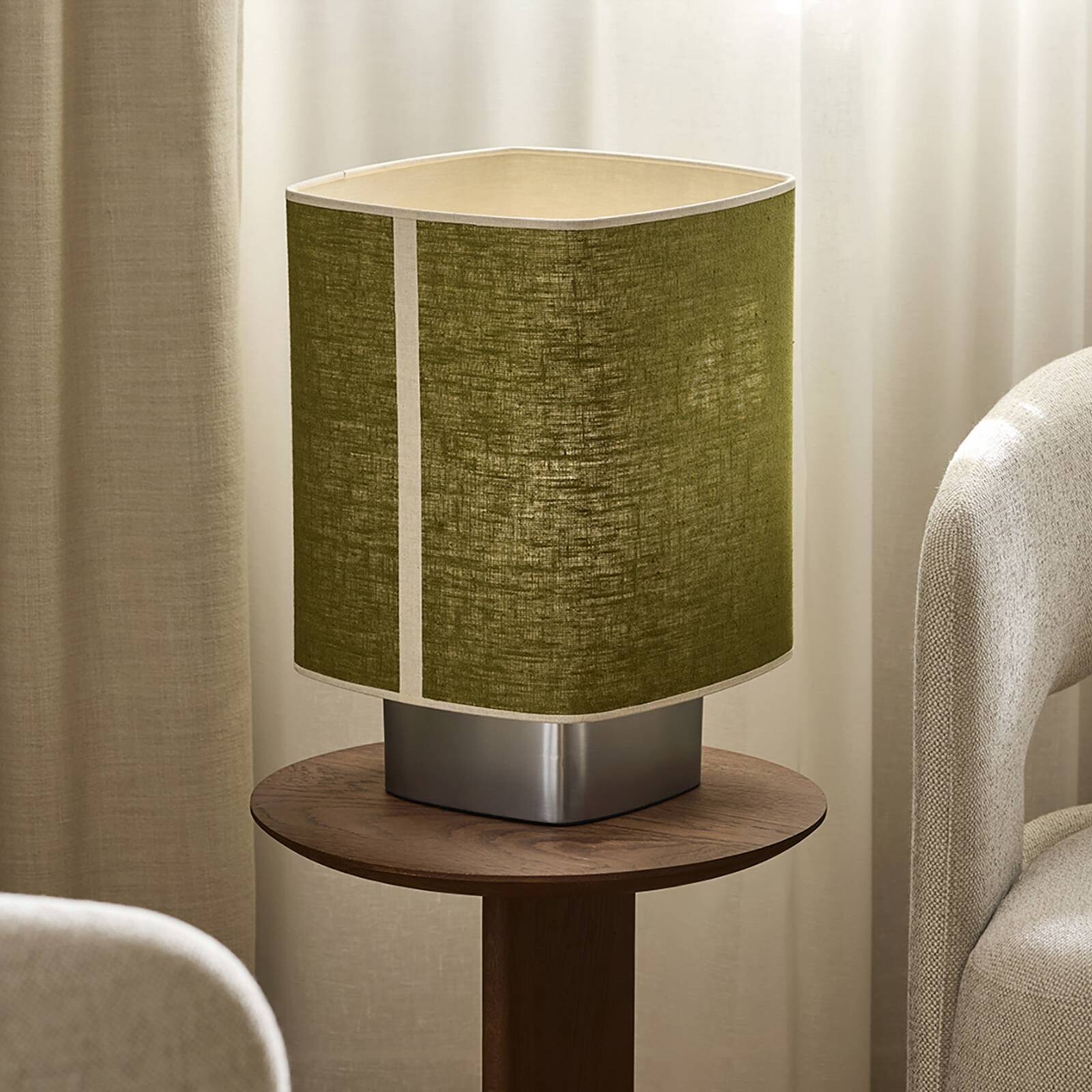 MARKET SET Stolová lampa Dolce, avokádovo zelená, ľan, E27