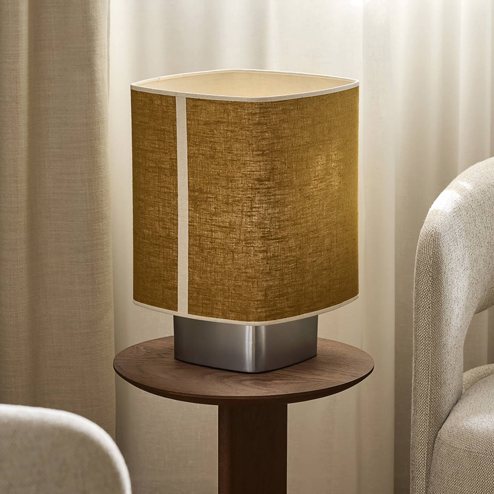 MARKET SET Stolová lampa Dolce, kari žltá, ľan, E27