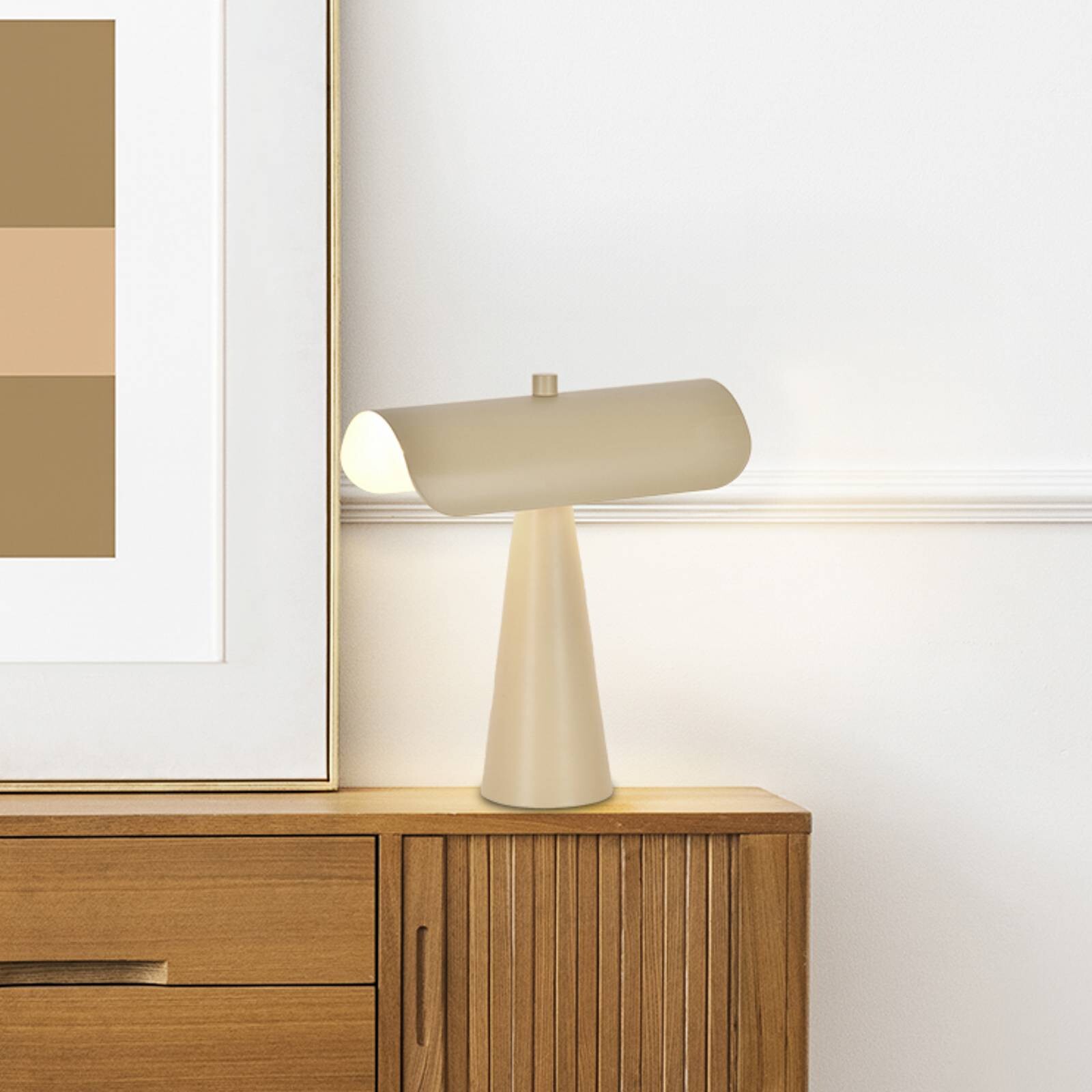 Stolová lampa Billie, matná slonovinová farba, 30 cm, kov
