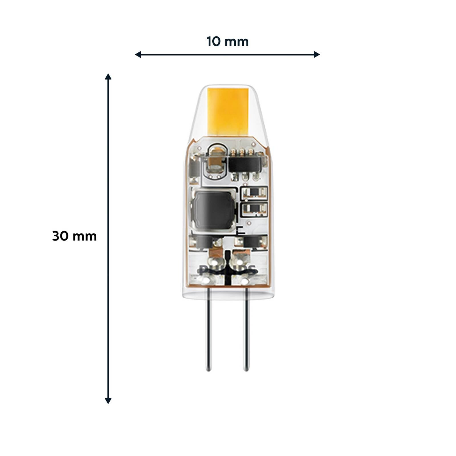LED žiarovka Philips, typ G4, 1 W, 2 700 K, číra, balenie po 2 ks