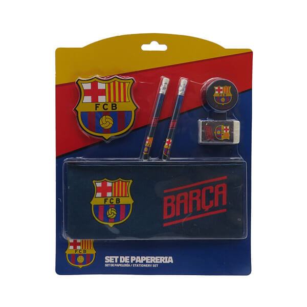 CyP Brands FC Barcelona - školský set s modrým peračníkom (ceruzky, guma + orezávátko)
