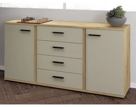 Komoda se zásuvkami Kanada, 170 cm, dub artisan/kašmírová béžová%