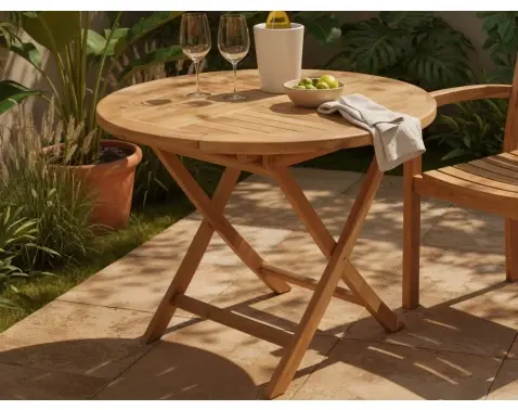 Okrúhly záhradný stôl Dumai, 90 cm, teak%