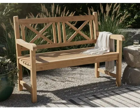 Záhradná lavica Cross, 120 cm, teak%