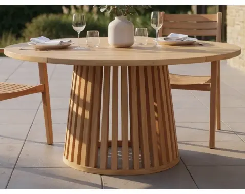 Okrúhly záhradný jedálenský stôl Manado, 120 cm, teak%