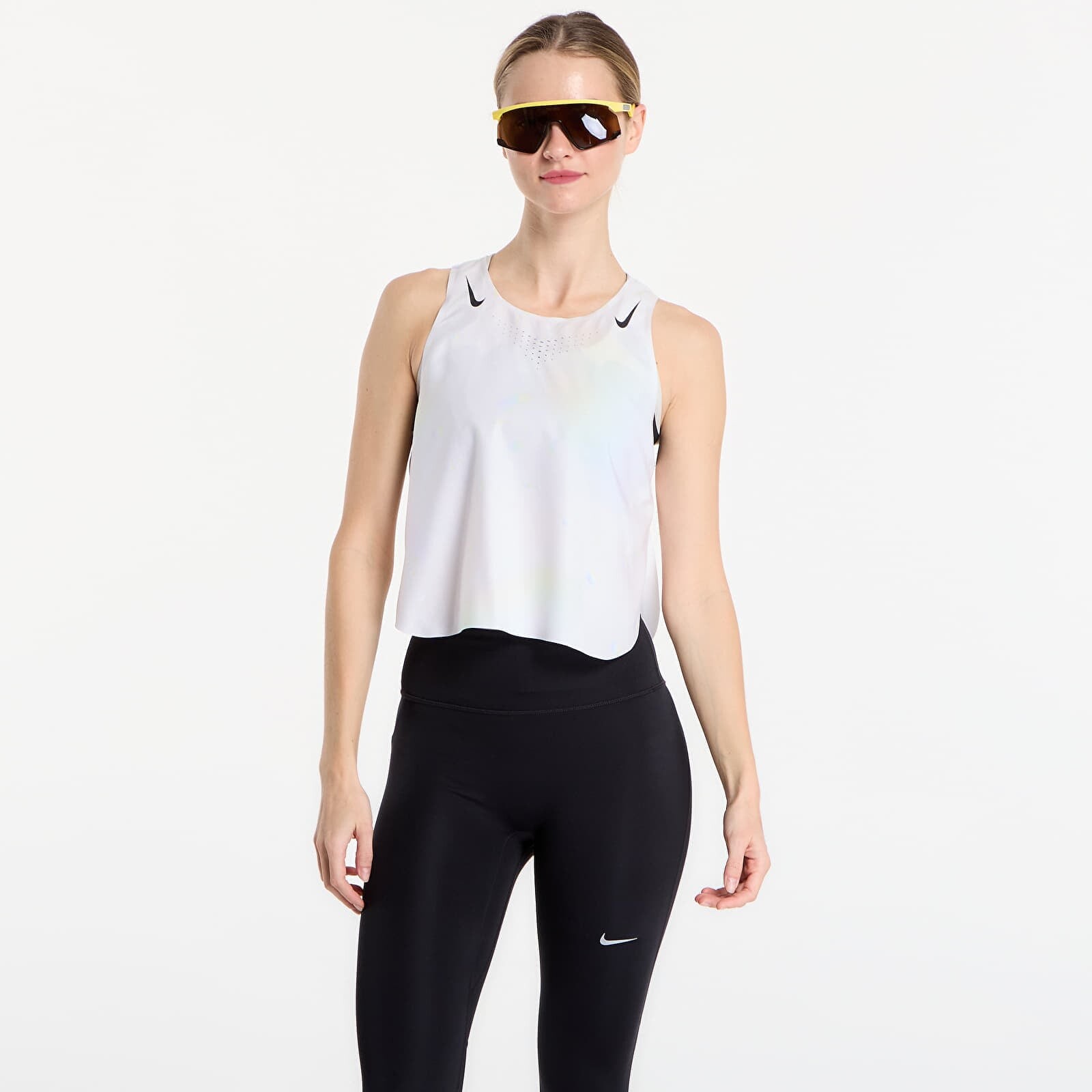 Nike AeroSwift Women's Dri-FIT ADV Cropped Running Tank Top Off White/ Black XS