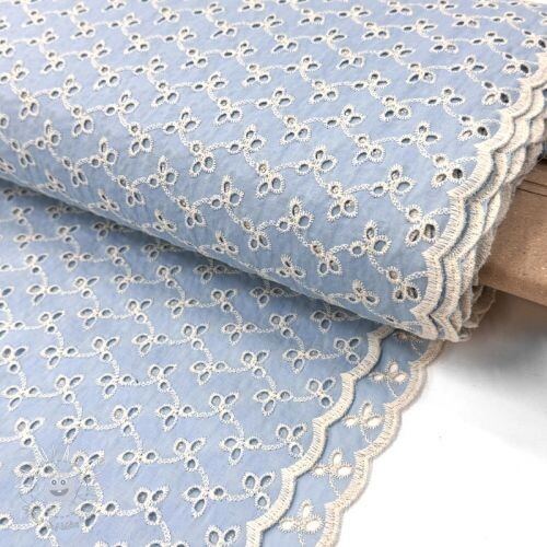 Bavlnená látka EMBROIDERY Rosemary light blue
