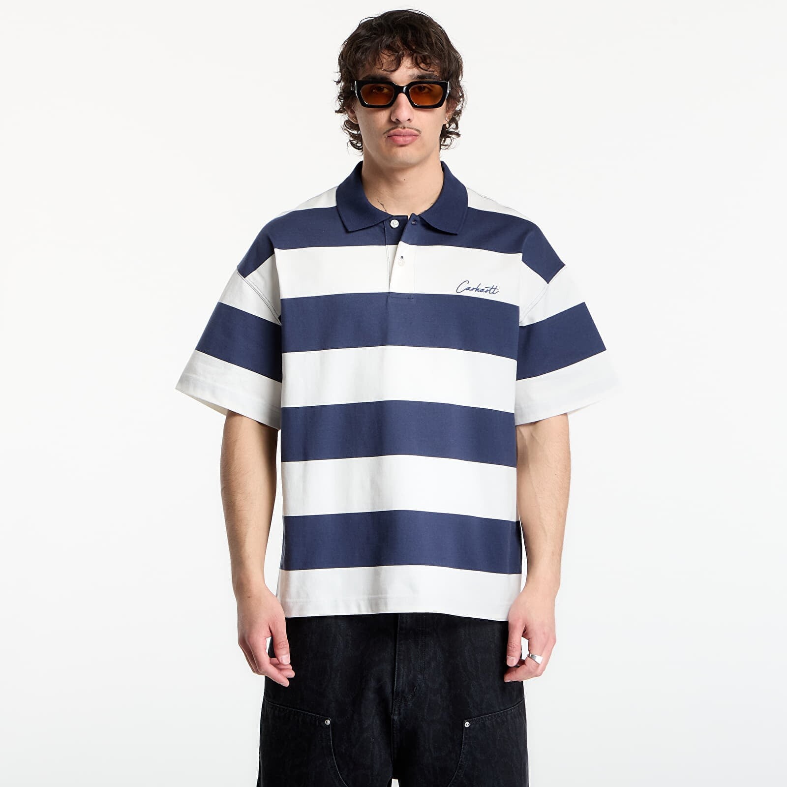 Tričko Carhartt WIP S/S Delray Polo UNISEX Delray Stripe/ Blue M