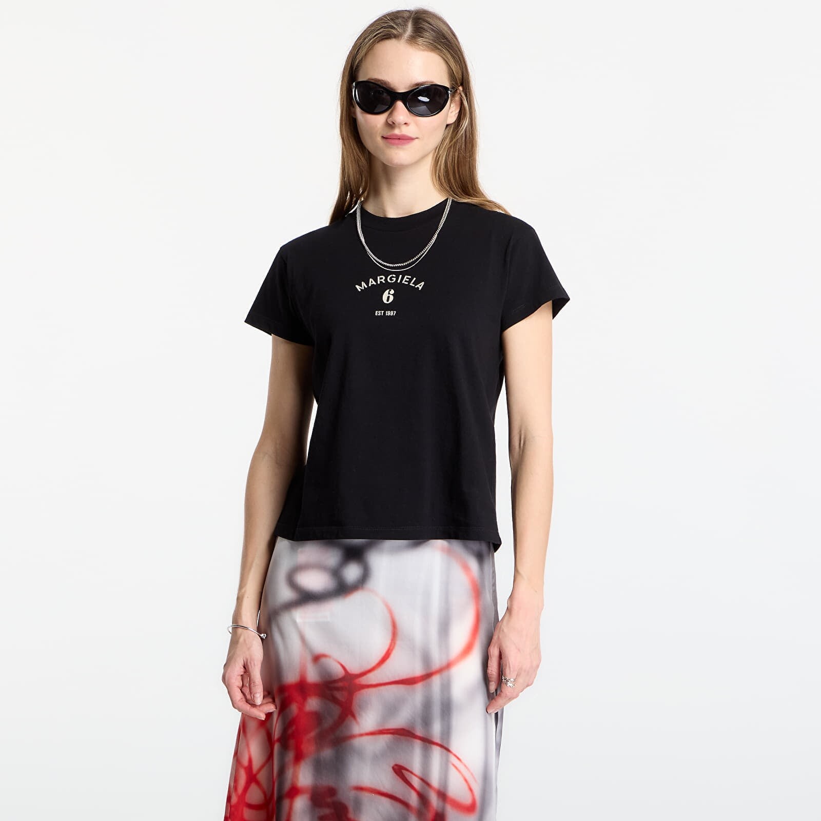 Tričko MM6 Signature Jersey T-Shirt Black M