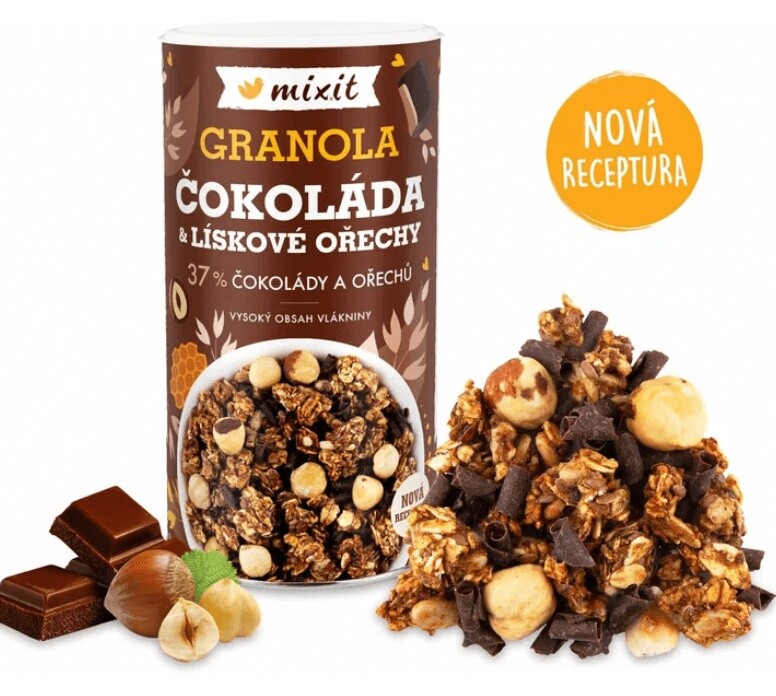 Mixit granola z pece čokoláda a lískové ořechy 520 g