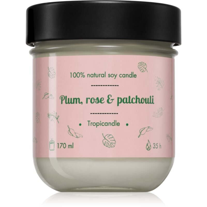 Tropicandle Plum, Rose & Patchouli vonná sviečka 170 ml